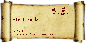 Vig Elemér névjegykártya