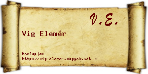 Vig Elemér névjegykártya